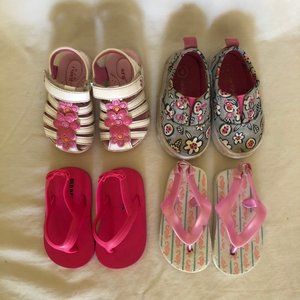 Bundle Lot of 4 Baby Girls Size 4/5 Sandals/Shoes
